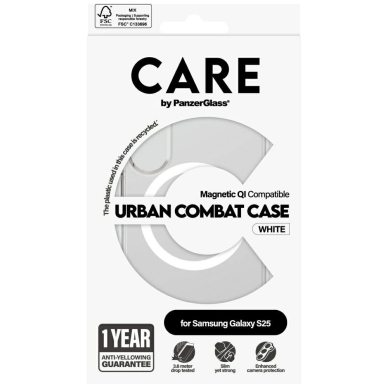 CARE by PanzerGlass Flagship Urban Combat White QI Dėklas Samsung Galaxy S25 - Permatomas 3