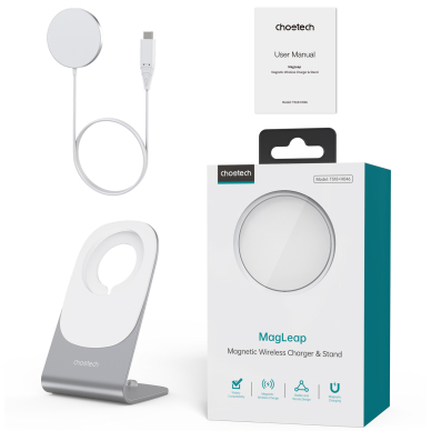 Choetech 15W Qi wireless inductive charger with MagSafe white (H046+T518-F) 4