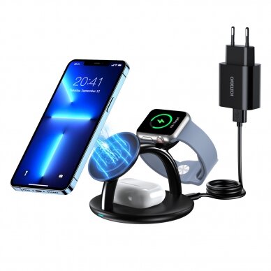 Choetech 3in1 inductive charging station iPhone 12/13/14, AirPods Pro, Apple Watch Juodas (T587-F)