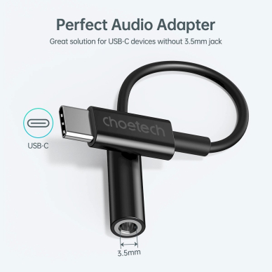 Choetech AUX003 USB-C / DC 3.5mm audio adapter - Juodas 6