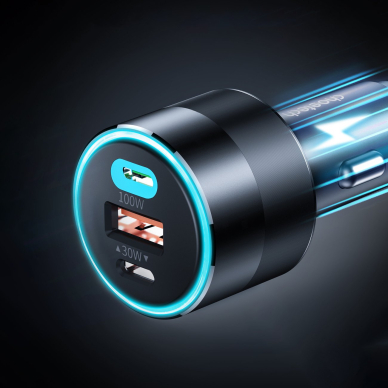 Choetech fast car charger 130W 2xUSB-C + USB-A Juodas (TC0011) 5