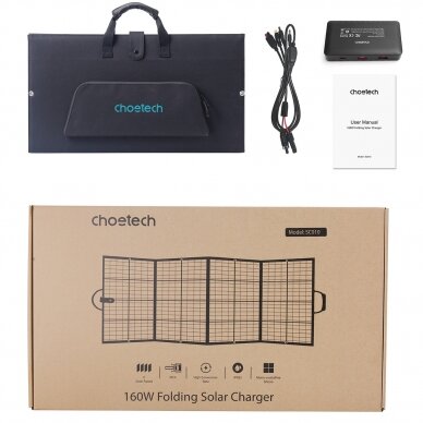 Choetech foldable solar charger 160W Juodas (SC010) 7