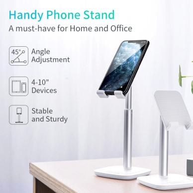 Choetech H035 aluminum stand a phone or tabletadjustment - baltas silver 10