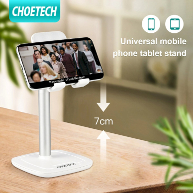 Choetech H035 aluminum stand a phone or tabletadjustment - baltas silver 16