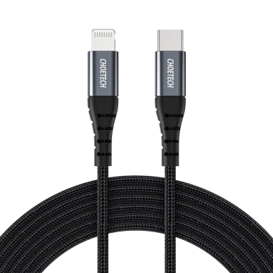 Choetech IP0041 USB-C / Lightning MFi 480Mb/s 3A 2 m Kabelis - Juodas 1