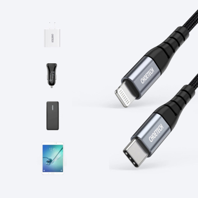 Choetech IP0041 USB-C / Lightning MFi 480Mb/s 3A 2 m Kabelis - Juodas 13