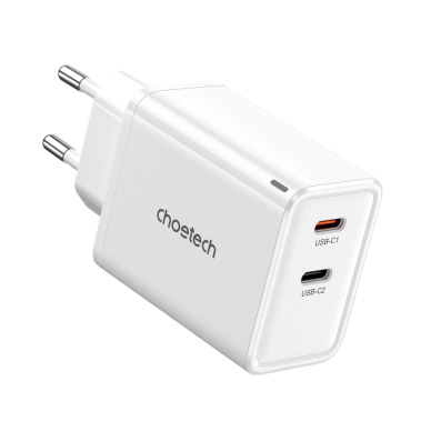 Choetech PD6013 2x USB-C PD 65W GaN wall Įkroviklis  - baltas 1