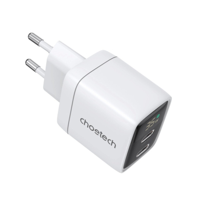 Choetech PD6051 2x USB-C PD 35W GaN wall Įkroviklis display - baltas 1