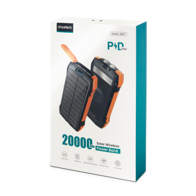 Choetech solar power bank with inductive charging 20000mAh PD 20W / QC 18W / Qi 10W Oranžinis (B657) 4