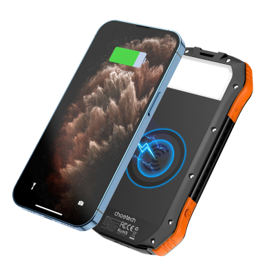 Choetech solar power bank with inductive charging 20000mAh PD 20W / QC 18W / Qi 10W Oranžinis (B657) 5