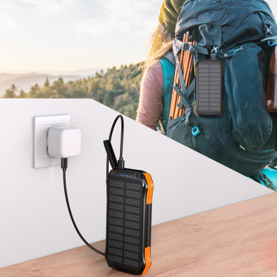 Choetech solar power bank with inductive charging 20000mAh PD 20W / QC 18W / Qi 10W Oranžinis (B657) 6