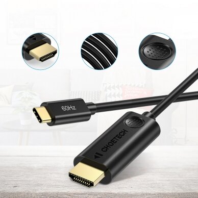 Choetech unidirectional adapter cable USB Type C adapter (male) to HDMI 2.0 (male) 4K 60Hz 1.8m black (CH0019) 7