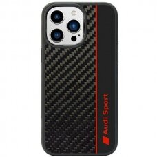 Dėklas Audi Carbon Fiber Stripe iPhone 14 Pro Juodas AUS-TPUPCIP14P-R8/D1-BK