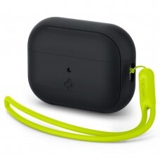 Dėklas ausinėms Spigen SILICONE FIT STRAP Apple AIRPODS PRO 1 / 2 Juodas/žalias