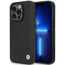 Dėklas BMW Leather Quilted BMHCP14L22RQDK iPhone 14 Pro Juodas