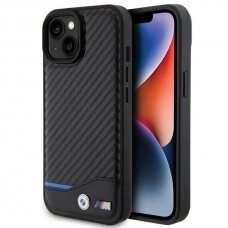 Dėklas BWM Leather Carbon  iPhone 15 - Juodas