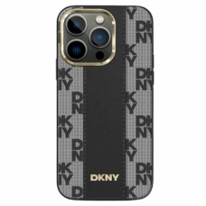 Dėklas DKNY Leather Checkered Mono Pattern MagSafe  iPhone 13 Pro Max - Juodas