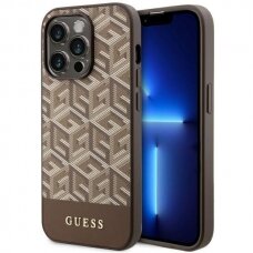 Dėklas Guess GCube Stripes MagSafe GUHMP14LHGCFSEW iPhone 14 Pro Rudas