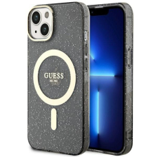 Dėklas Guess Glitter Gold MagSafe GUHMP14MHCMCGK iPhone 14 Plus Juodas