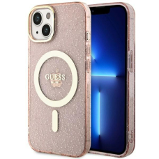 Dėklas Guess Glitter Gold MagSafe GUHMP14MHCMCGP iPhone 14 Plus Rožinis