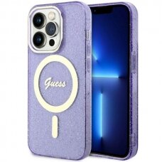 Dėklas Guess Glitter Gold MagSafe GUHMP14XHCMCGU iPhone 14 Pro Max Purpurinis