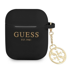 Dėklas Guess GUA2LSC4EK AirPods 1/2 Silicone Charm Juodas