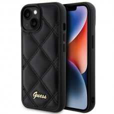 Dėklas Guess GUHCP15SPSQSQSK iPhone 15 6.1" Juodas hardcase Quilted Metal Logo