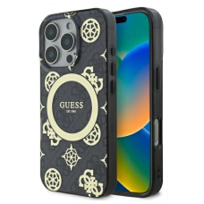 Dėklas Guess IML Peony On 4G Background MagSafe  iPhone 16 Pro - Juodas