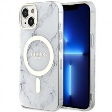 Dėklas Guess Marble MagSafe GUHMP14SPCUMAH iPhone 14 Baltas