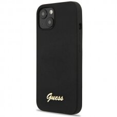 Dėklas Guess Silicone Script Gold Logo GUHCP13MLSLMGBK iPhone 13 Juodas