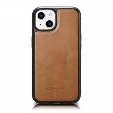 Dėklas iCarer Leather Oil Wax Genuine Leather Case for iPhone 14 (MagSafe Compatible) Rudas (WMI14220717-TN)