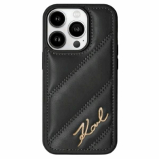 Dėklas Karl Lagerfeld Diagonal Quilted Script  iPhone 13 - Juodas