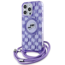 Dėklas Karl Lagerfeld IML Crossbody Monogram Karl  Choupette Head MagSafe  iPhone 15 Pro Max - Violetinis