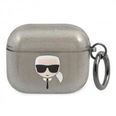 Dėklas Karl Lagerfeld KLA3UKHGK AirPods 3 cover Juodas Glitter Karl`s Head KOW068