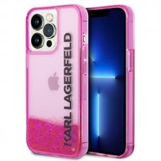 Dėklas Karl Lagerfeld Liquid Glitter Elong KLHCP14LLCKVF iPhone 14 Pro Rožinis