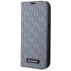 Dėklas Karl Lagerfeld Saffiano Monogram KLBKP14SSAKLHPG iPhone 14 Sidabrinis