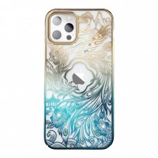 Dėklas Luxury Kingxbar Phoenix Crystals iPhone 14 Pro - Auksinis/mėlynas