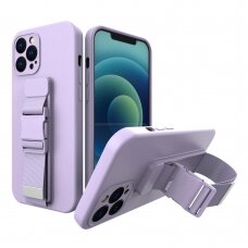 Iphone 12 Mini Dėklas su dirželiu Rope case gel TPU Violetinis