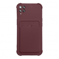 Dėklas su kišenėle kortelėms Card Armor Case Samsung Galaxy A22 4G Bordo