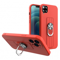 Dėklas su žiedu Ring Case silicone Samsung Galaxy A22 4G raudonas