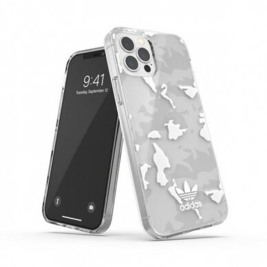 Dėklas Adidas OR Snap Camo iPhone 12/12 Pro Permatomas/baltas 43705