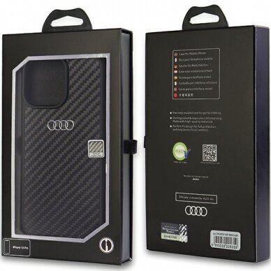 Dėklas Audi Carbon Fiber iPhone 14 Pro Juodas AU-TPUPCIP14P-R8/D2-BK 2