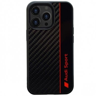 Dėklas Audi Carbon Fiber Stripe iPhone 13 Pro / 13 Juodas AUS-TPUPCIP13P-R8/D1-BK