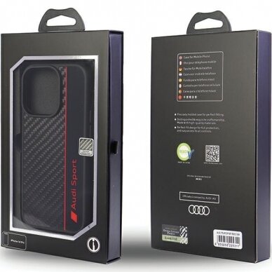 Dėklas Audi Carbon Fiber Stripe iPhone 13 Pro Max Juodas AUS-TPUPCIP13PM-R8/D1-BK 4