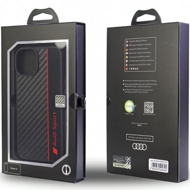 Dėklas Audi Carbon Fiber Stripe iPhone 14 Juodas AUS-TPUPCIP14-R8/D1-BK 5