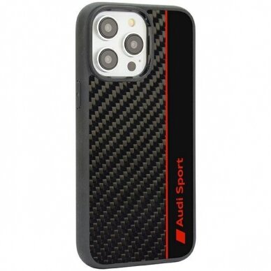 Dėklas Audi Carbon Fiber Stripe iPhone 14 Pro Max Juodas AUS-TPUPCIP14PM-R8/D1-BK 2