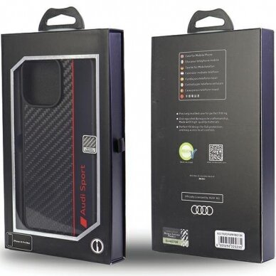 Dėklas Audi Carbon Fiber Stripe iPhone 14 Pro Max Juodas AUS-TPUPCIP14PM-R8/D1-BK 6