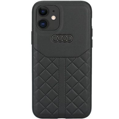 Dėklas Audi Genuine Leather iPhone 11 / Xr Juodas AU-TPUPCIP11R-Q8/D1-BK