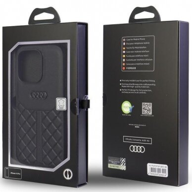 Dėklas Audi Genuine Leather iPhone 13 Pro / 13 Juodas AU-TPUPCIP13P-Q8/D1-BK 4