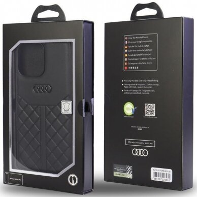 Dėklas Audi Genuine Leather iPhone 13 Pro Max Juodas AU-TPUPPCIP13PM-Q8/D1-BK 4